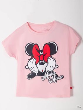 Camiseta Manga Incluida Disney Kids Rosado Minnie Lazo Rojo