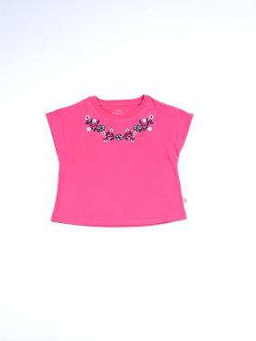 Camiseta Bordada Flores Kids