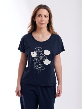 Camiseta Manga Cap Aplique