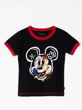 Camiseta Disney Colorneck Kids Negro Mickey Colorido