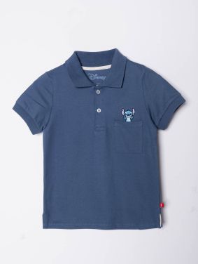 Polo Bolsillo Disney Bordado Kids Azul Stitch Bord