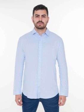 Camisa Regular Fit Manga Larga Celeste