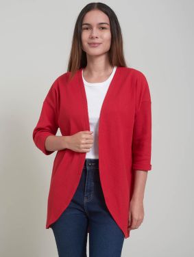 Cardi Waffle 3/4 Rojo