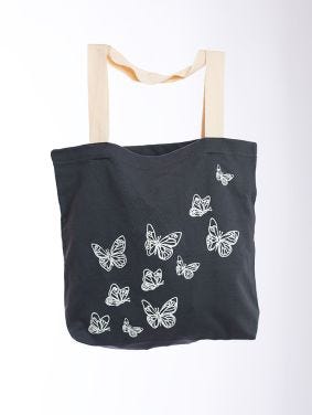 Bolso Estampado Unisex Gris Mariposas