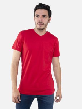 Camiseta Básica Slim Cuello V Rojo