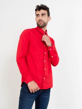 Camisa Regular Fit Manga Larga Rojo